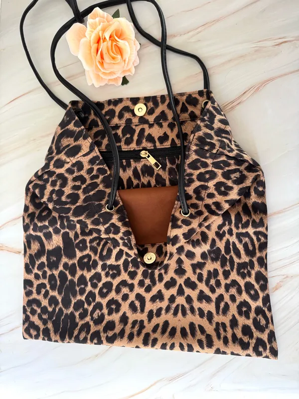 Leopard Print Handbag Brown - Image 3