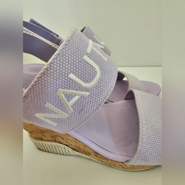 Nautica Lilac Lavender Cork Wedge Sandals - Size 8 - Sporty Logo Straps - Summer - Image 4