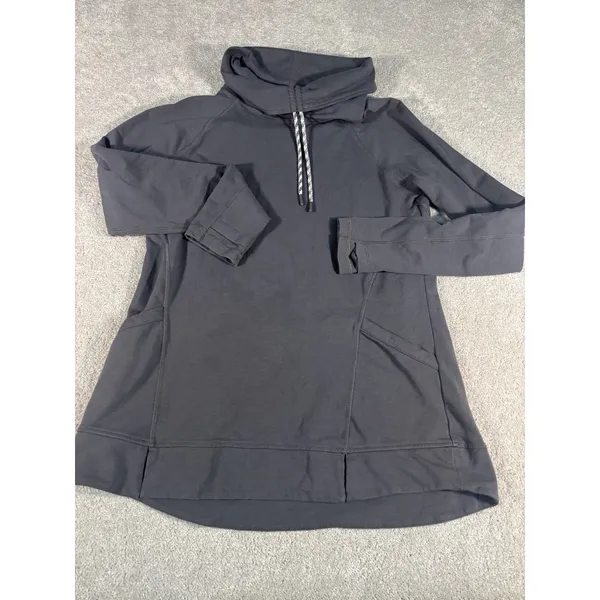 ll bean womens funnel neck sweatshirt gray small pockets thumbholes - Image 3