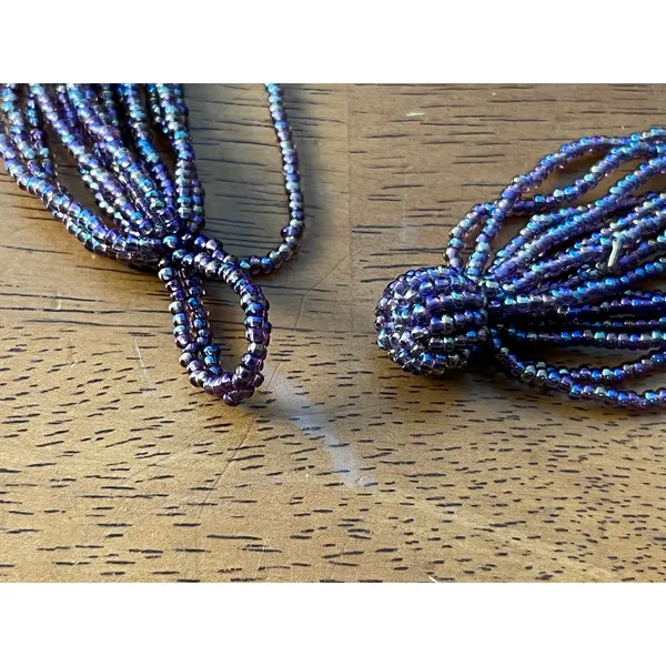 Artisan Multi Strand Purple Seed Bead Necklace 20" Made in Nepal Boho Pastel - Image 4