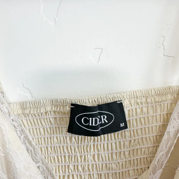 Cider | Lace Trim Baby Doll Crop Tank Cami Y2K Top, Pale Yellow‎ - Image 5