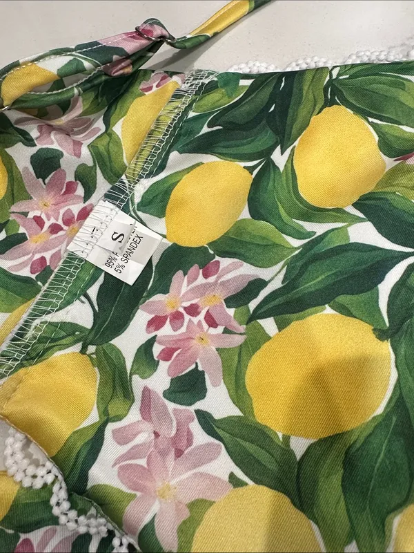 Lemon and floral print Maxi Skirt and tank matching set Lemon Yellow and Green S - Image 5