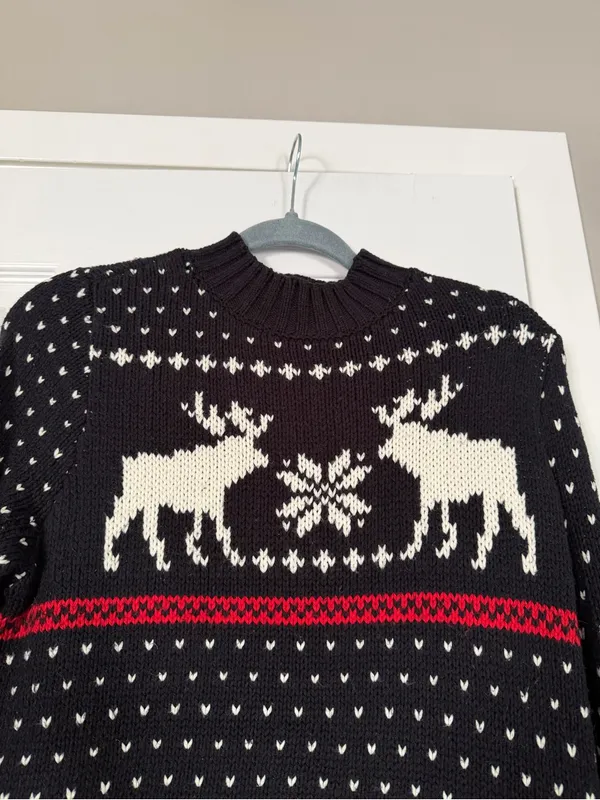 Abercrombie and Fitch A&F Vintage Deer Holiday Snowflake Sweater Christmas Cozy - Image 4