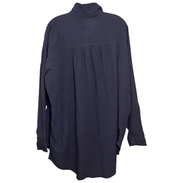 Free People Love‎ Her Madly Oversized Tunic Blue Gauze Boho Beachy Top Sz Medium - Image 6