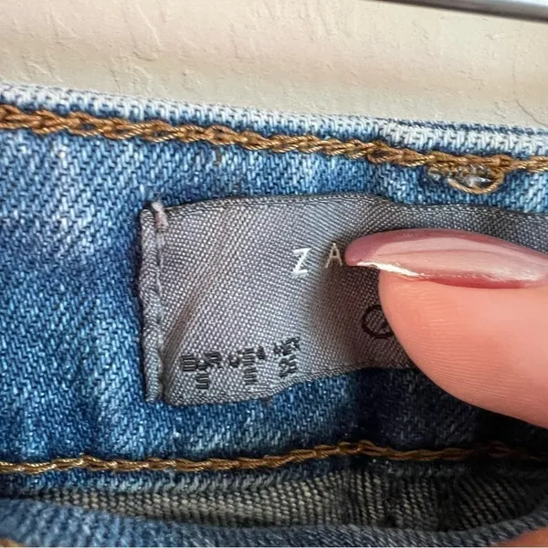 Zara Distressed Cuffed Long Line Denim‎ Shorts - Image 4