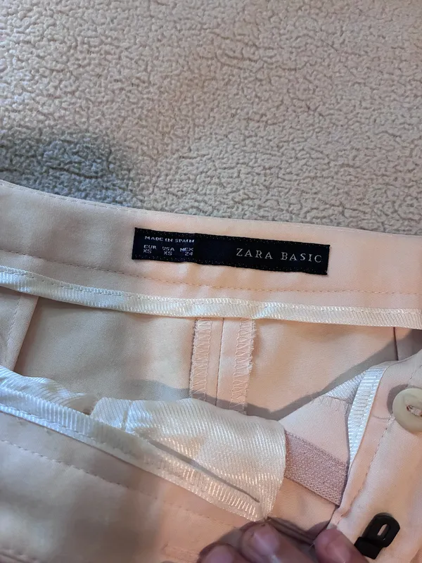 Zara Basic Straight Leg Classic Cream Dress Pants - Image 2