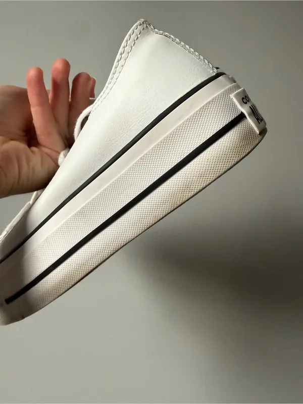 Converse Chuck Taylor All Star Lift Platform Leather Women Low Top Shoe White 6 - Image 8