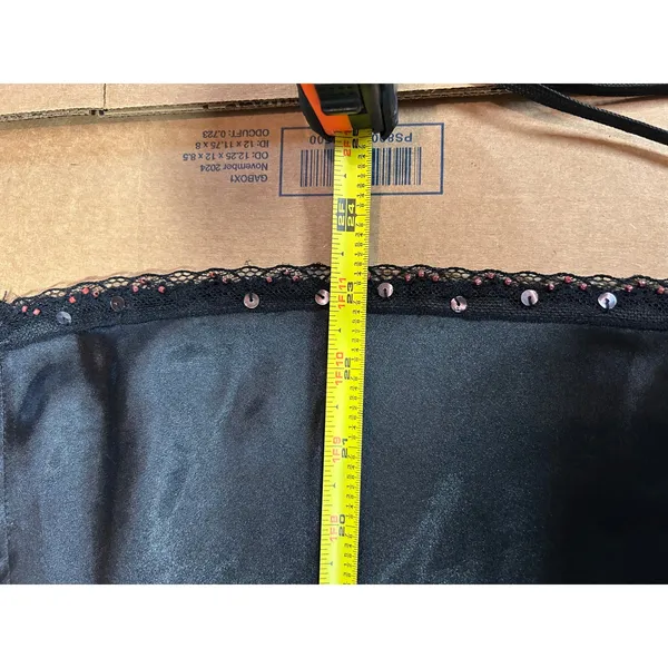 Y2K Xhilaration Black‎ Satin Lace Beaded Slip Babydoll Cami Fairy Coquette M - Image 7