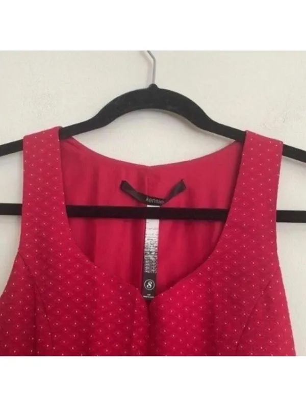 Kensie Ruby Red Sweetheart Neck Sleeveless Retro Embroidered Dress - Image 2