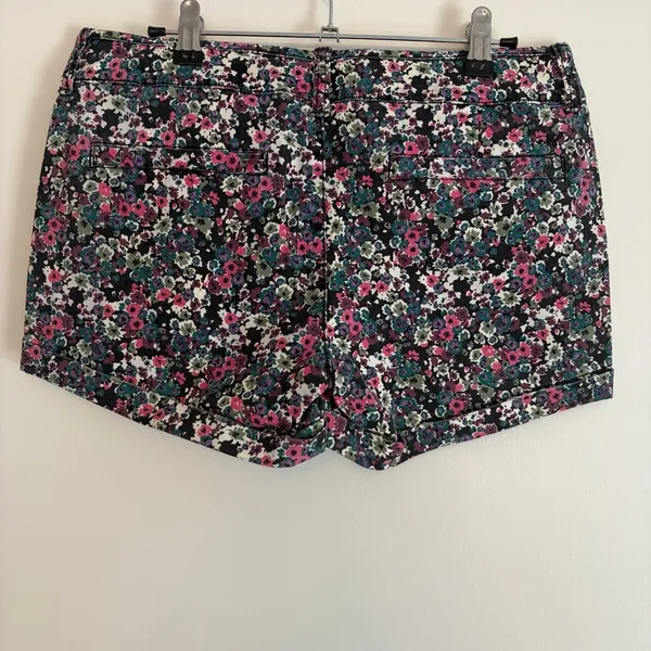 American Eagle Midi Stretch Denim Short Shorts Size 8 Floral Zip Button Cotton - Image 2