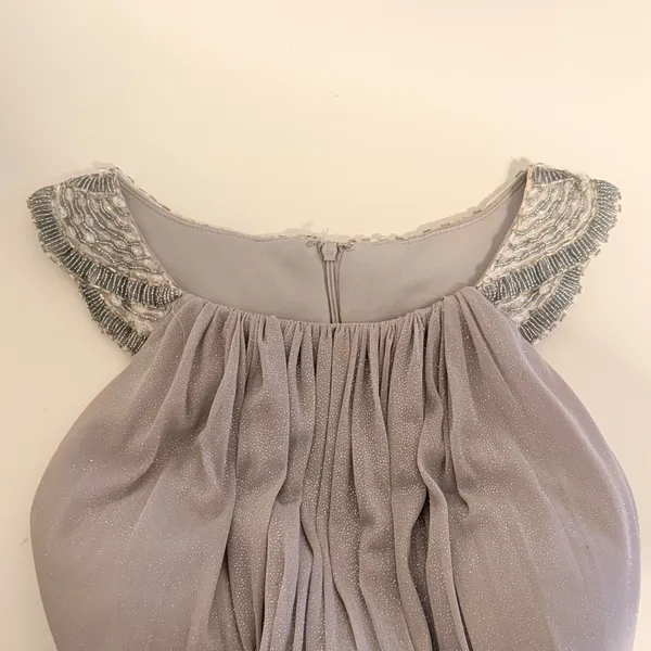 Cachet Gown Dress Sz 10 Silver Gray Beaded Halter Neck Glitter Formal - Image 10