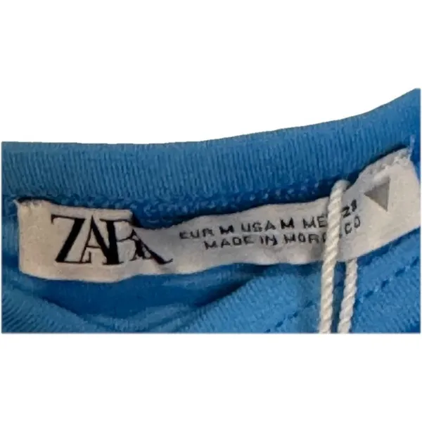 Zara Women Top Cropped Short Sleeve Off‎ Shoulder Stretch Blue Size Medium NWT - Image 5