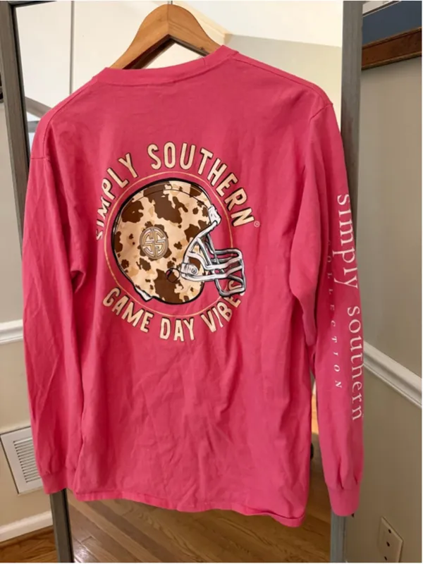 Simply Southern Pink Brown Long Sleeve Tee Medium - Image 4