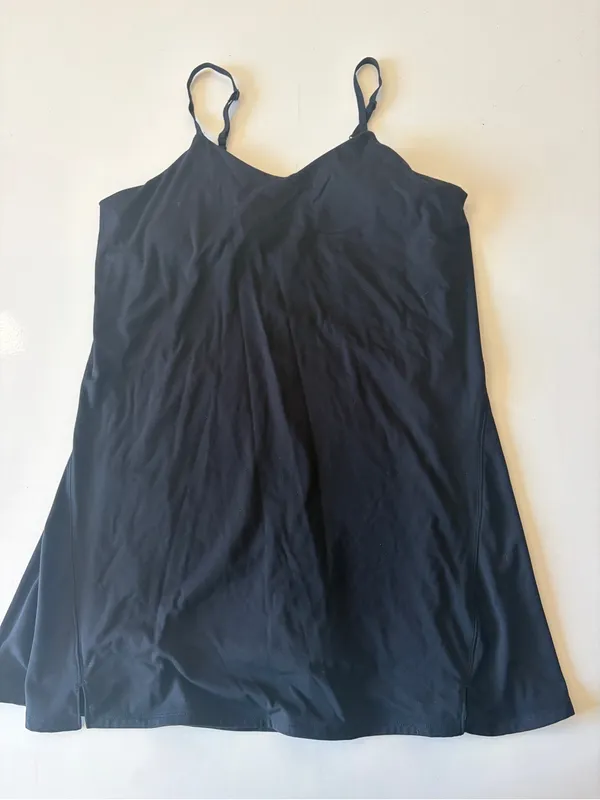 Xersion EverRestore fitted Strappy Dress Short Built In Bra Jumpsuit Black large - Image 2