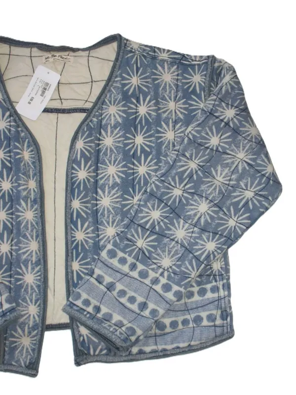 NWT Free People Kara Quilted Cardi Jacket in Pacific Combo Open Front S - Image 6