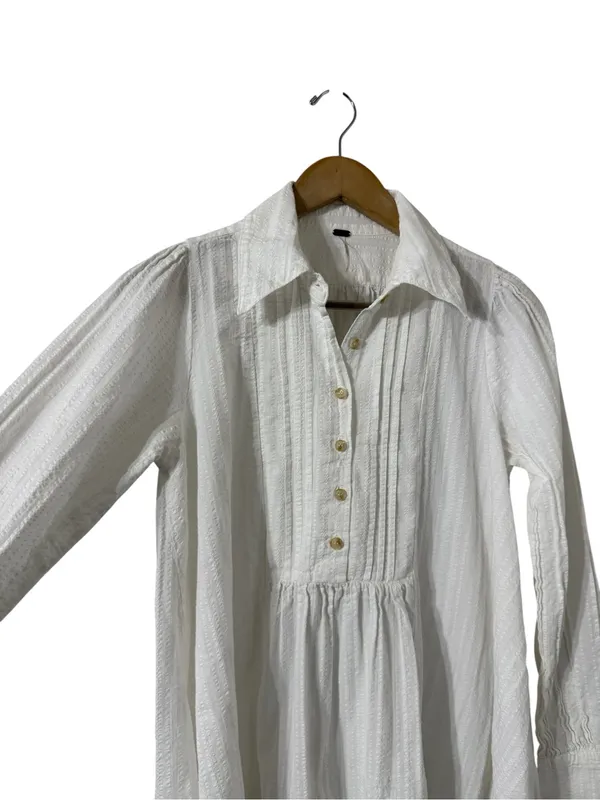 FREE PEOPLE Love Me Truly White Cotton Long Sleeve Tunic Top Mini Dress - Image 5