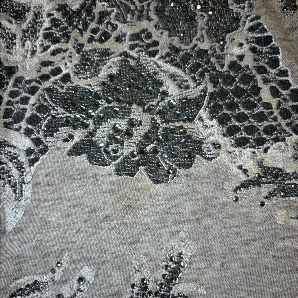 Miss Me Gray Floral Lace Tank Top - Image 5
