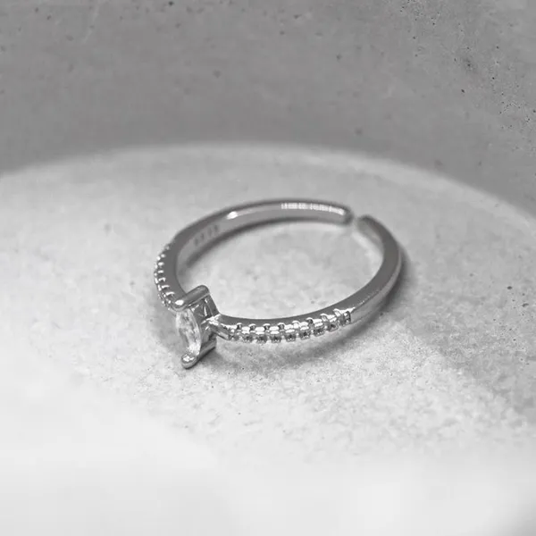Sterling Silver Marquise Cut CZ Ring Size 6 - Image 2