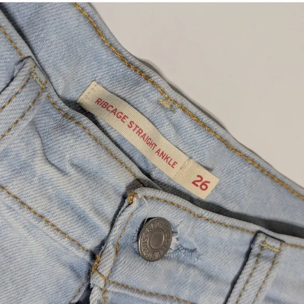Levis Ribcage Straight Ankle Jeans Summer Space Ripple Medium Wash Blue Women - Image 4