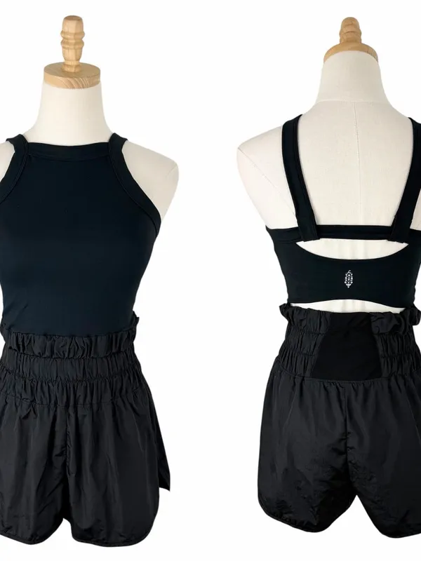 Free People Movement Halter Neck Romper Black Size Small - Image 3