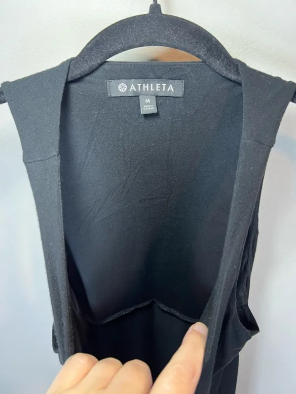 Athleta Santorini High Neck Dress Black Modal UPF 50 Stretch Travel Minimalist M - Image 12