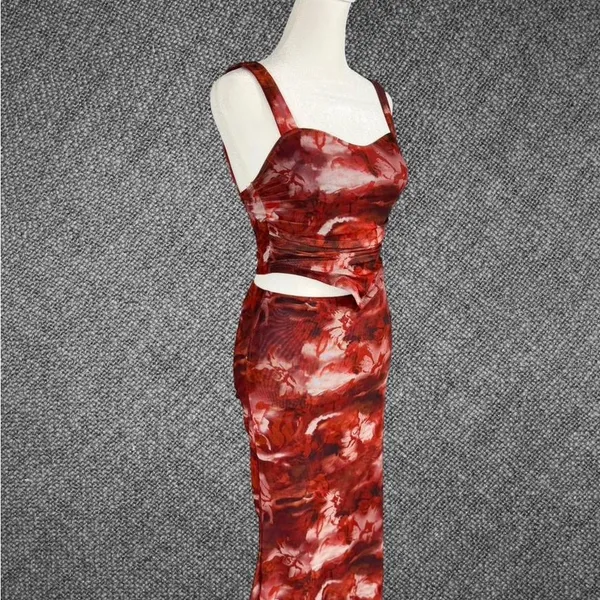 Red Marble Print Two Piece Set - Image 3