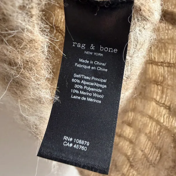 rag & bone Sweater Womens Small Tan Leopard Print Brushed Mohair Long Sleeve - Image 9