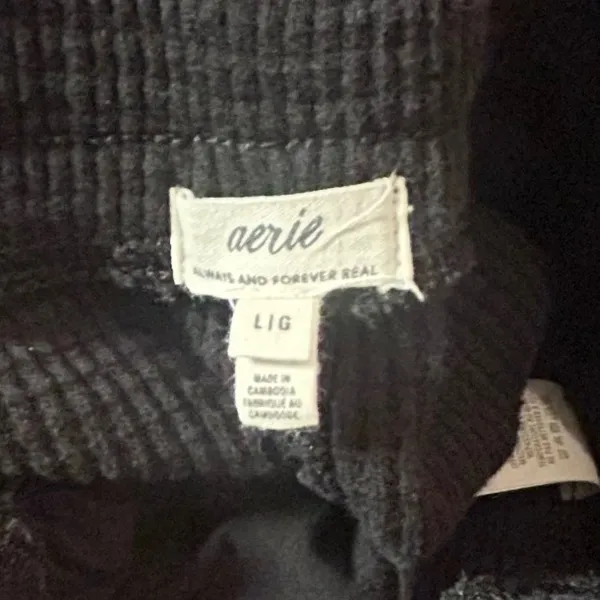 Aerie Waffle Knit Shorts Large Black Drawstring Loungewear Cozystyle Summer Soft - Image 7