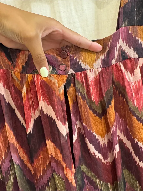 Women's Rust Chevron Tiered Maxi Dress Brown Size L - Image 6