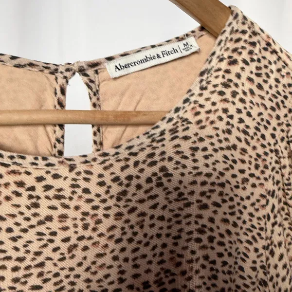 Abercrombie & Fitch Tan Long Sleeve Mini Dress in Leopard Tan‎ Black Medium - Image 3