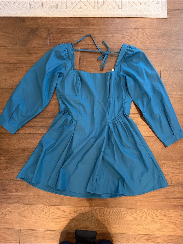 By Anthropologie Long Sleeve Square Neck Poplin Mini Dress Medium NWT - C11-503 - Image 2