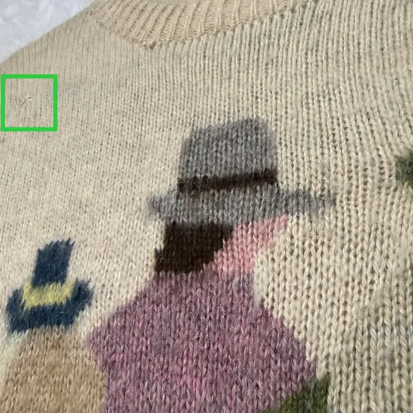 VTG Wool M Beige Intarsia People Graphic Patchwork Crewneck Sweater Winter Artsy - Image 5
