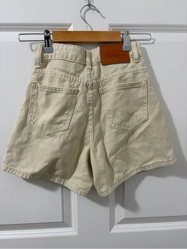 Princess Polly High-Waist Cream Denim Shorts - Image 2