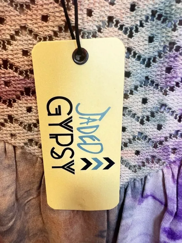 Jaded Gypsy Tie-Dye Yoke Lace Tank Top L/XL Boho Indie Purple Brown - Image 7