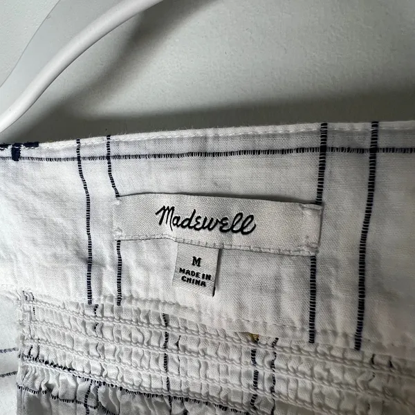 Madewell Windowpane Embroidery Blouse Size M - Image 5
