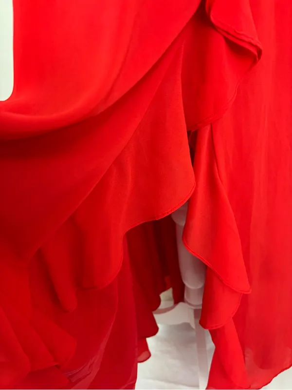 ASTR the Label red chiffon overlay ruffle front maxi dress. Medium - Image 5