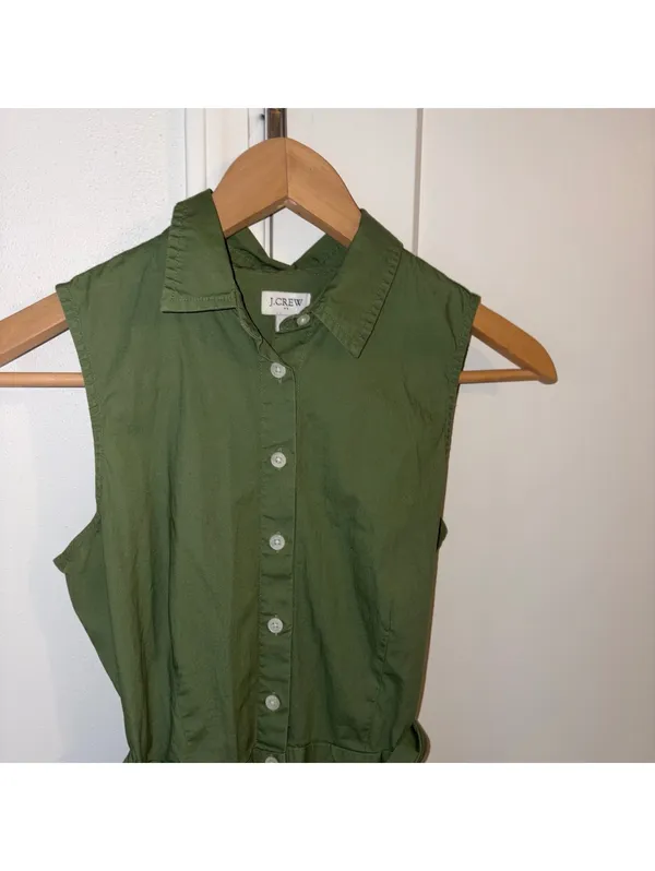J.Crew $98 Woman’s Size 2 Sleeveless Button-Down Summer Midi Dress with Belt - Image 7