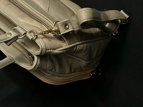 Neutral Patchwork Satchel Handbag Purse Taupe/Cream NWOT - Image 4