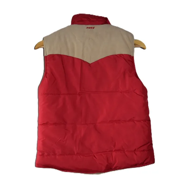 Roxy Reversible Puffer Vest Women Red Tan Excellent Western Corduroy Quilted - Image 3