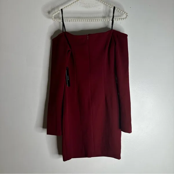 lulus dress Small Berry Red Wine Body Con‎ Long Sleeve Off Shoulder Mini CP - Image 2