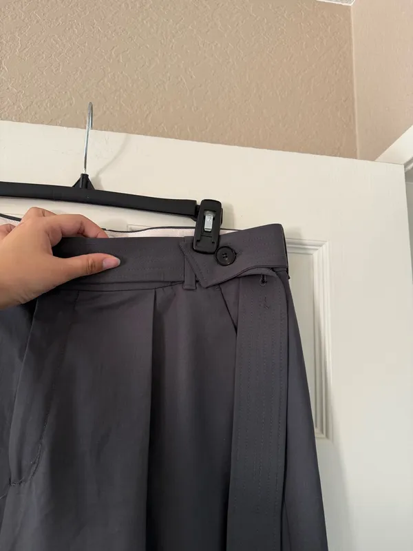 Zara Grey High Waisted Relaxed Trouser Pant with Button Belt - Image 5