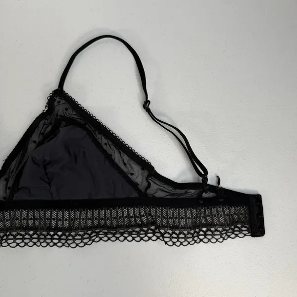 Victoria's Secret‎ S Small Bralette Bra Black Lace Adjustable Unlined Sheer Mesh - Image 8
