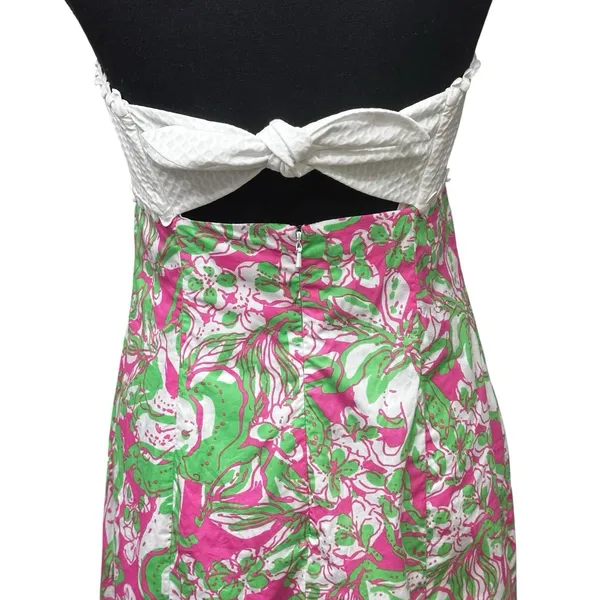 Lilly Pulitzer Franco Hotty Pink Forgot My Trunks Strapless Tie Back Dress‎ 6 - Image 4