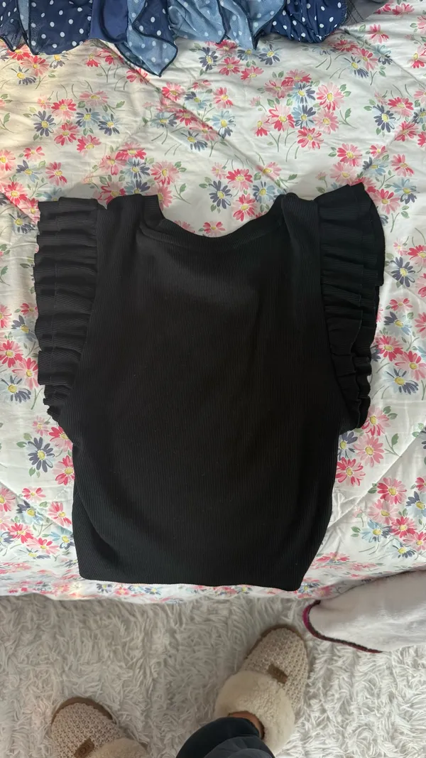 ZARA Tank Top Black Ribbed - Image 3