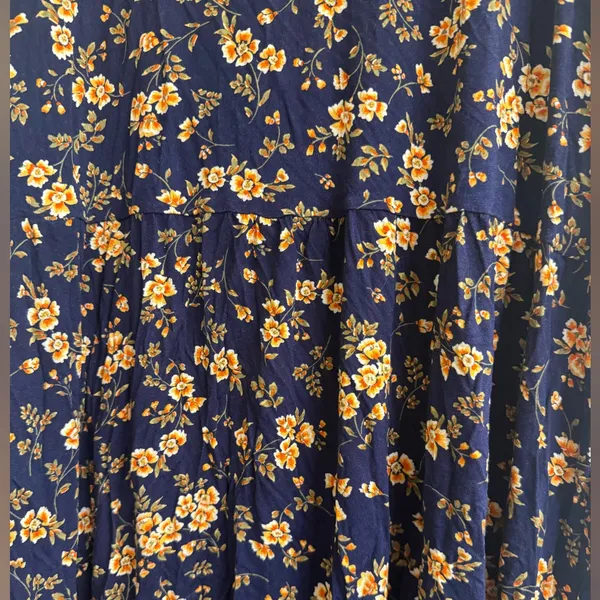 Old Navy Blue Floral Sleeveless Jersey Knit Seamed Waist Swing Dress - size XL - Image 2