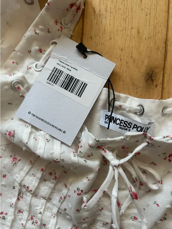 Princess Polly Corset Top Floral White - Image 3