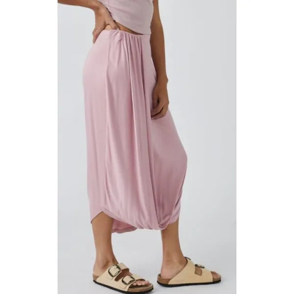 Free People FP Beach Womens Ruched Daphne Pull-on Midi Skirt Pink Size XS NWOT - Image 2