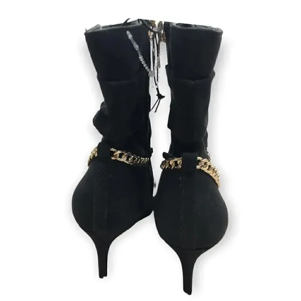 Marc Fisher black with gold metal chain detail booties size 6 - Image 4