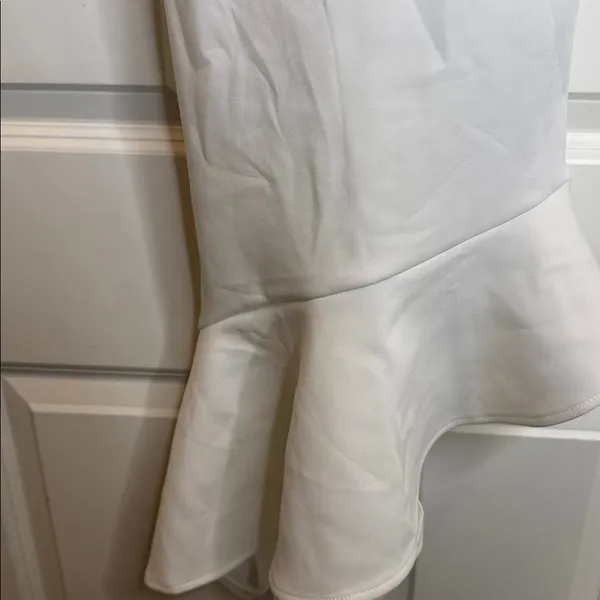 NWT ASOS White Spaghetti-Strap criss cross back ruffle down dress sz 2 - Image 5