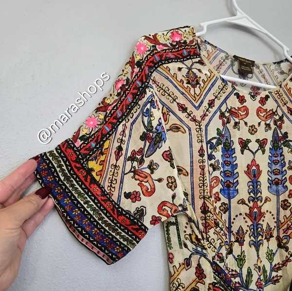 Anthropologie Vineet Bahl Meknes Embroidered Shirt Top - Image 4